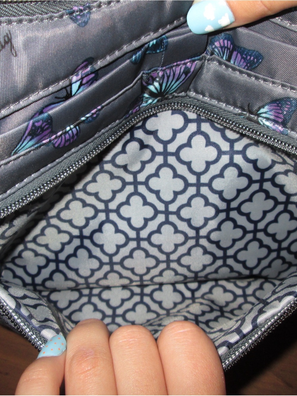 lug Gray Quilted Crossbody Bag with Purple & Teal Butterfly Print - Picture 5 of 8